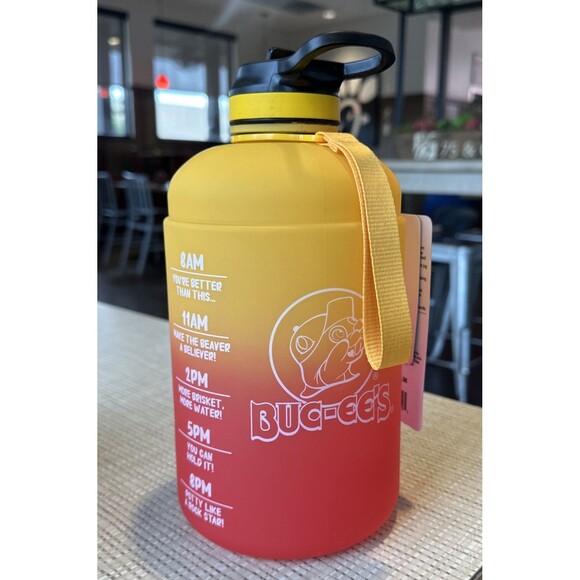 Buc ee's 76 Oz Hydration Jug With Handle Yellow And Red Buc-ee Beaver NEW - Picture 1 of 4